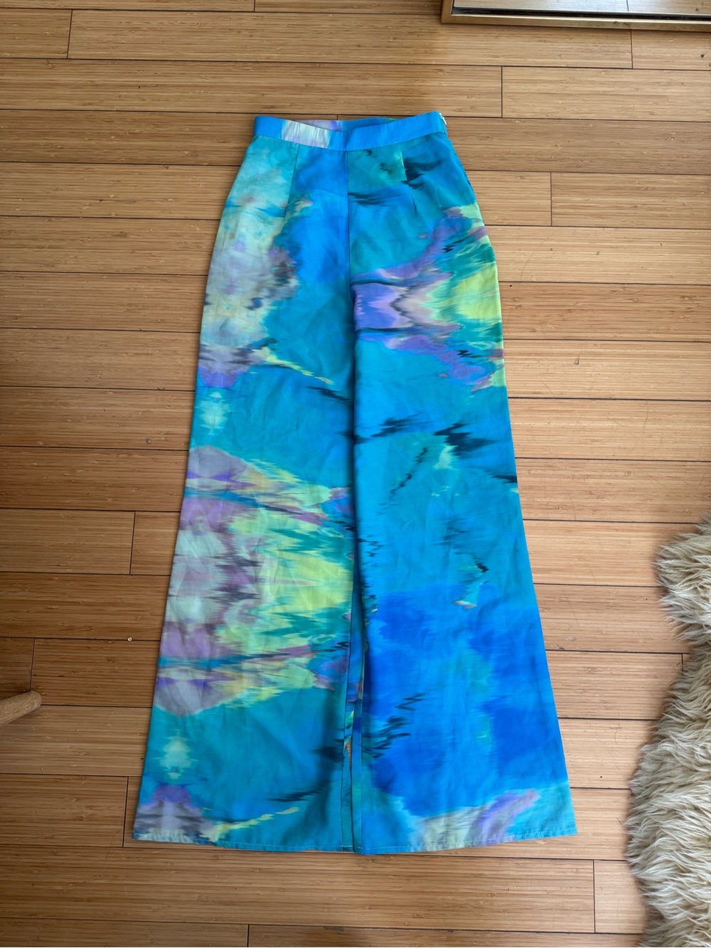 Blue Multi Tie-Dye Wide-Leg Skirted Pants